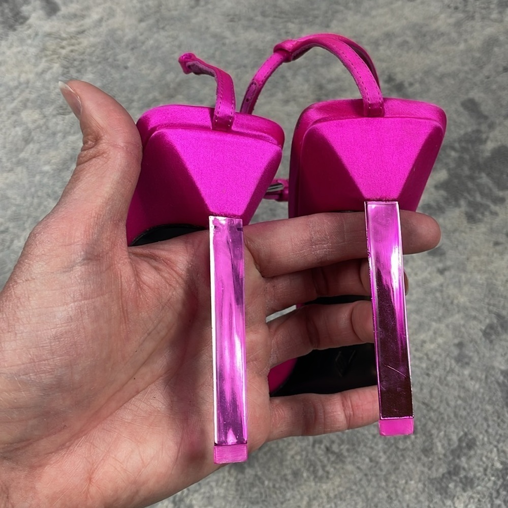 New The Attico Perine Satin Pumps Pointed Toe Fuchsia Pink Sz 36.5 - Picture 6 of 16